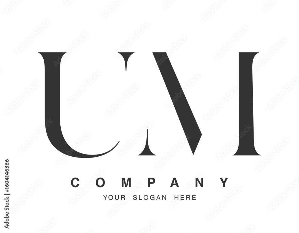 Fototapete um logo design. initial letter u and m serif font style. creative classic company name typography. t