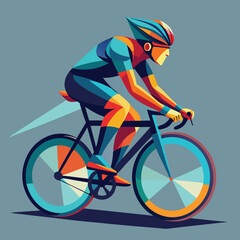 Fototapeta premium Dynamic cyclist in vibrant colors, capturing the energy of a race.