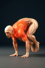 x-default Male Anatomy in Crow Pose Yoga