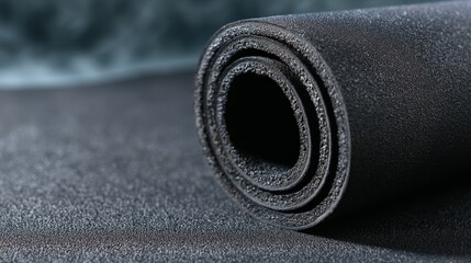 Close-up of epdm rubber membrane texture in matte black for industrial applications.