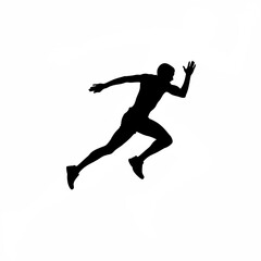 Silhouette of person sprinting full speed on white background