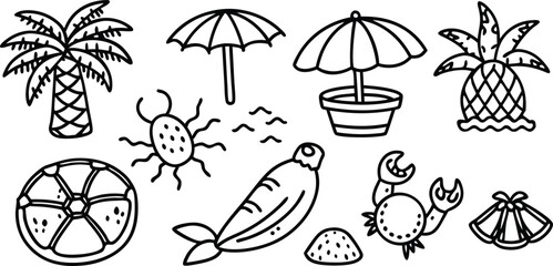 Illustration of sea food lobstrer beach vibe