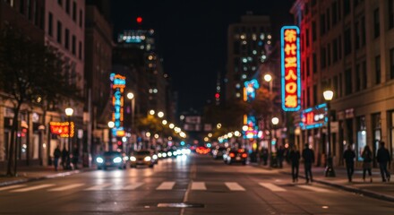 Urban Nightlife Scene with Motion Blur
