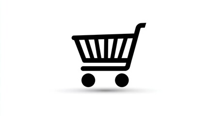 Simple black shopping cart icon on white background (1)