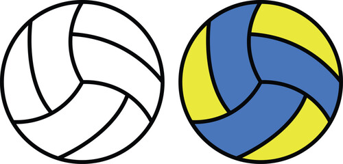 Obraz premium Vibrant Volleyball Design Featuring Outline and Colored Ball for Sport and Game Play