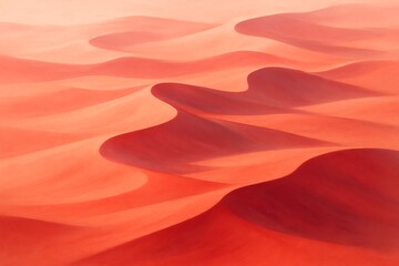 Fototapeta premium Desert dunes showcase undulating patterns of red hues at sunset
