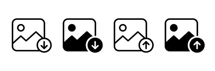 Download or upload picture vector icons. Download image and upload image icon set.