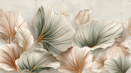 Elegant Pastel Floral Leaf Pattern Wallpaper Background