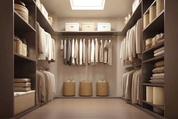 Organized walk-in closet with neutral tones (2)