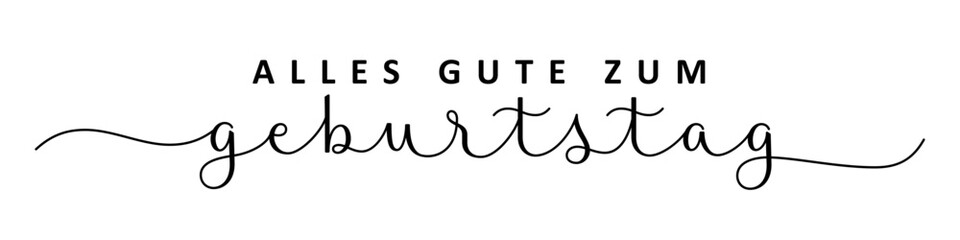 ALLES GUTE ZUM GEBURtSTAG (HAPPY BIRTHDAY in German) black brush calligraphy banner with swashes
