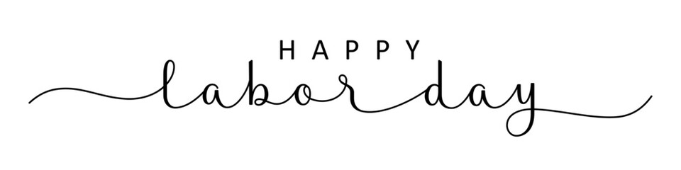 HAPPY LABOR DAY black brush calligraphy banner with swashes