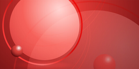 This captivating image showcases a harmonious blend of deep red hues, featuring elegant circles and spheres creating a visually pleasing abstract design with curved lines