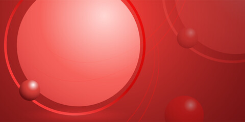 A sleek, cherry-red backdrop features smooth gradient spheres and concentric circles, delivering a sophisticated and modern visual with depth and elegant color transition