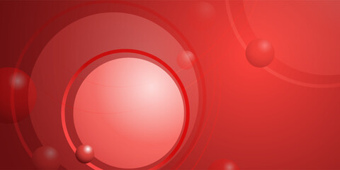 This striking image showcases a vibrant gradient of red hues with overlapping circular shapes and floating spheres, creating a dynamic and modern abstract composition