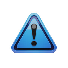 Blue Warning Sign Exclamation Point on Black Background Illustrating Alert Notification and Cautionary Advice with 3D Rendering