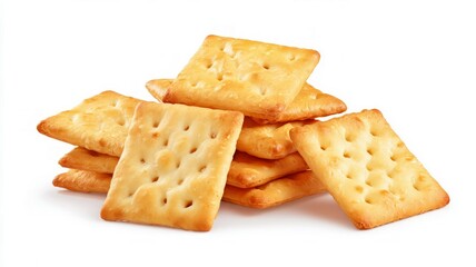 Stack of square crackers on white background. Neural network AI generated