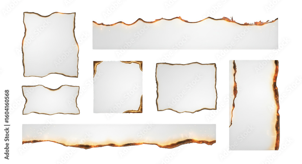Wall mural burnt paper edges with blank space for message isolated png with transparent background