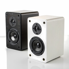 Fototapeta premium Compact Stereo Speakers: High-Fidelity Audio in Black and White