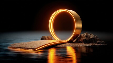 Golden ring platform abstract scene