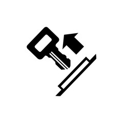 mandatory safety signs icon symbol only_pull key black and white color symbol only	 
