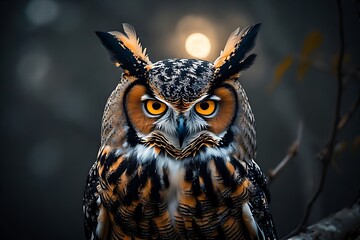 Majestic Great Horned Owl at Sunset