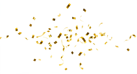Highlighted gold confetti twirling with slow-motion aesthetic with transparent BG