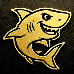 Logo Art Gold shark emblem representing strength and confidence in aquatic environments