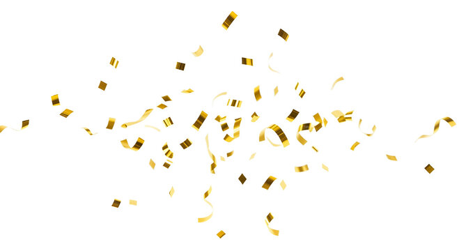 Highlighted gold confetti twirling with slow-motion aesthetic with transparent BG