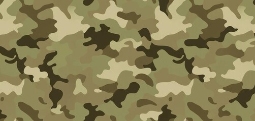 Fototapeta premium Abstract digital camouflage pattern in muted greens, browns, and grays, seamless repeat, brown, woods