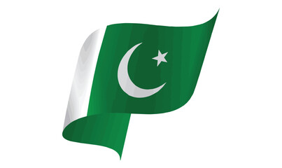 Pakistan National Flag Waving Isolated Green White Crescent Star Symbol