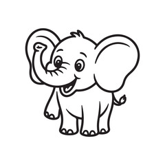 Obraz premium Cheerful Cartoon Elephant Illustration a Playful and Whimsical Depiction Perfect for Children's Books and Educational Materials Featuring a Friendly Expression