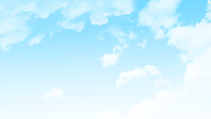 Background with clouds on blue sky. Vector background. 