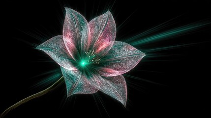 Intricate, glowing flower design on a black background.