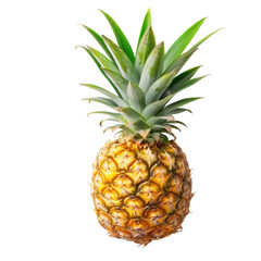 Fototapeta premium Fresh pineapple, vibrant yellow, green leaves