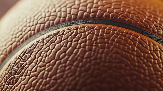 Close-up of textured brown basketball with visible grooves