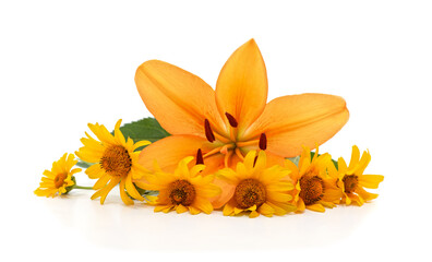Yellow daisies and lily.
