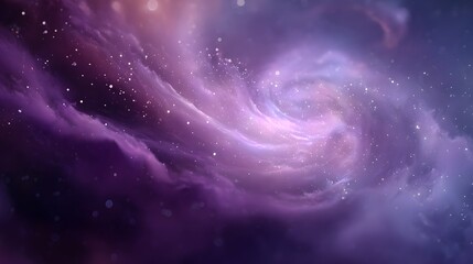 Fototapeta premium A swirling nebula of purple and pink hues with scattered starlight in a cosmic sky backdrop view