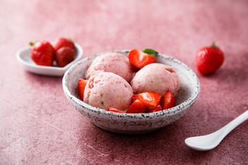 Homemade strawberry ice cream