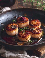 Coquilles Saint-Jacques poêlées au beurre de truffe de Bourgogne