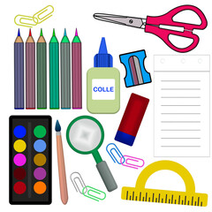  illustration fournitures scolaires, PNG fond transparent