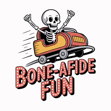 T-shirt skull design vector bone afide fun skeleton on roller coaster halloween spooky ride vector illustration design art