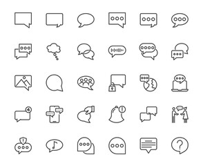 Simple set of chat bubble symbolize or related on white background, communication and chat technology concept, 48x48 pixel perfect icon editable stroke line for web, mobile app, media, ux, ui design