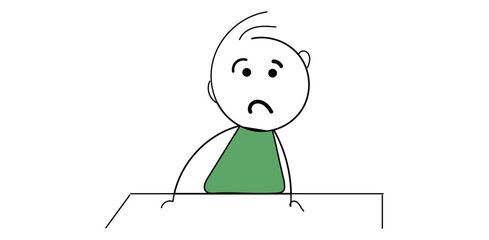 child,table,angry modern hand drawn icon for frustration stress emotion design vector graphic for mental health awareness