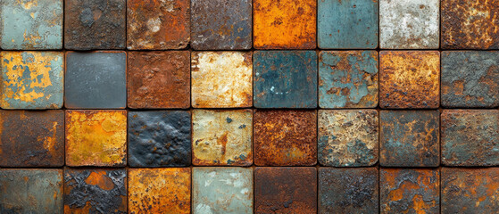 Abstract background with multicolored square textures. Used in designs, backgrounds and art projects.