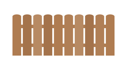 Cartoon fence vector illustration. Simple cartoon style picket fence. Isolated wooden fence graphics.