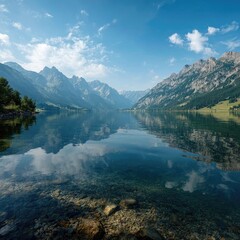 Serene mountain lake reflecting a vibrant sky (1)