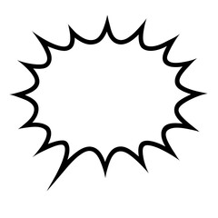 Spiky Speech Bubble Icon - Black and White Vector for Dynamic Communication, Shouting, or Impactful Messages.