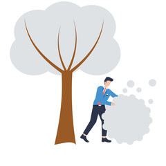 Flat illustration of businessman pushing giant snowball to symbolize momentum consistency persistence and compounding growth stock illustration