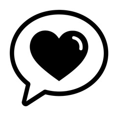 Solid Black Heart in Speech Bubble Icon Vector - Expressing Love Messages and Social Media Likes