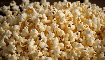 a close up of a pile of popcorn on a table 